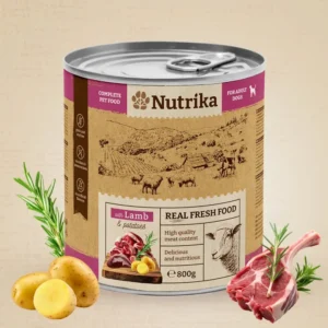 Nutrika Lamb & Potatoes – Пълноценна консервирана храна за кучета с агнешко и картофи 800 г