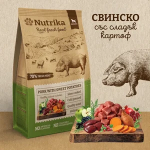 Nutrika Pork with Sweet Potato 3 кг – Студенопресована Храна за Кучета със Свинско и Сладки Картофи